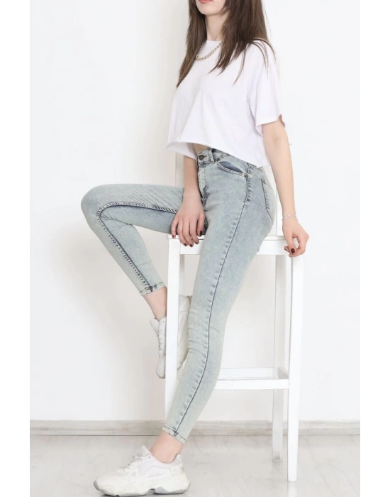 Kadın Cep Detay Kar Yıkamalı Kot Pantolon