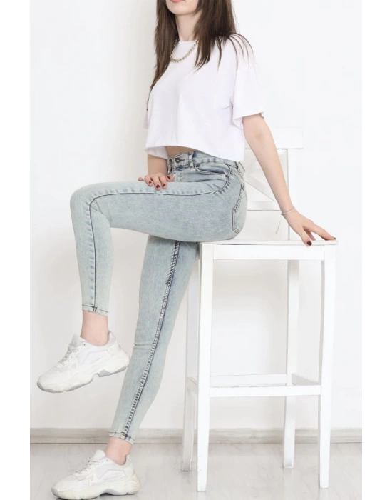 Kadın Cep Detay Kar Yıkamalı Kot Pantolon