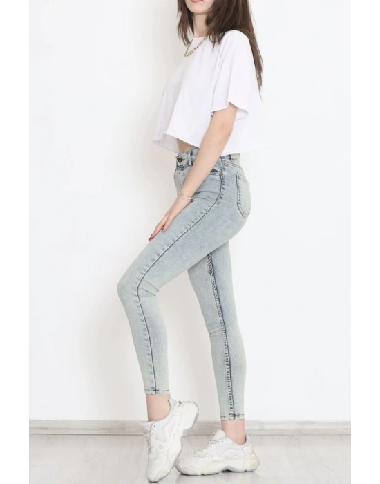 Kadın Cep Detay Kar Yıkamalı Kot Pantolon