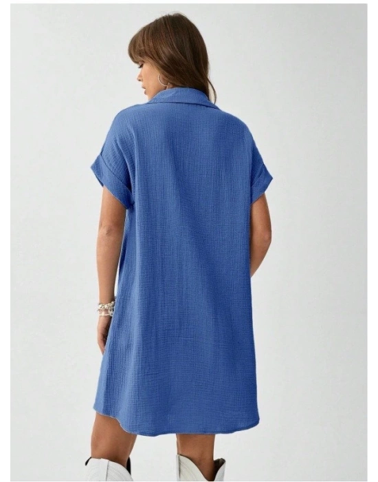 Kadın Cep Detay üslin Kumaş ini Gömlek Elbise
