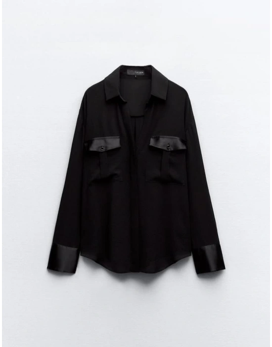 Kadın Cep Ve Manşet Detay Fırsat ürün Gömlek