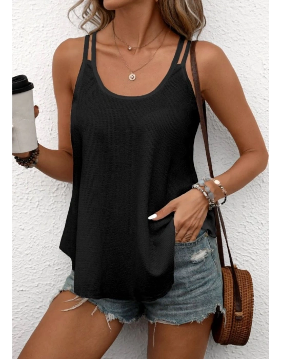 Kadın çift Askılı Kare Yaka Waffle Bluz