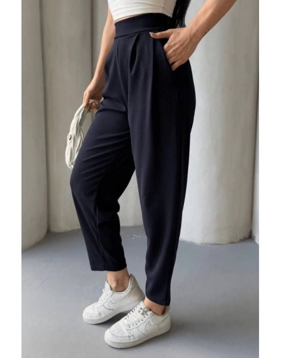 Kadın Scuba Krep Likralı Yan Fermuarlı Lastikli Harem Pantolon