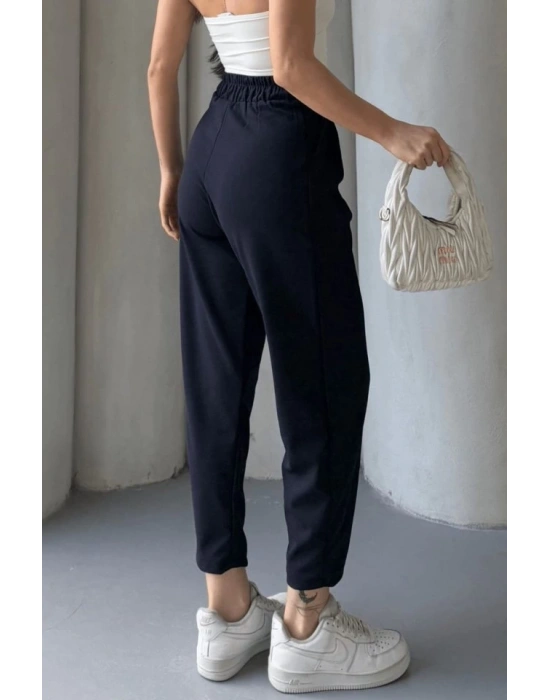 Kadın Scuba Krep Likralı Yan Fermuarlı Lastikli Harem Pantolon