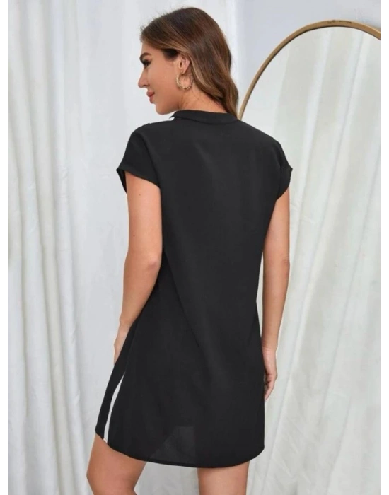 Kadın Dalga Desenli Mini Elbise