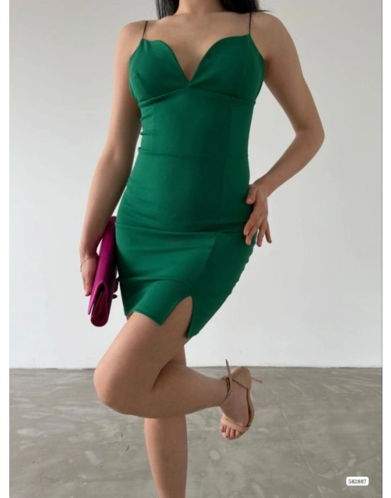 Kadın Dalgıç Krep Kumaş Askılı ini Elbise