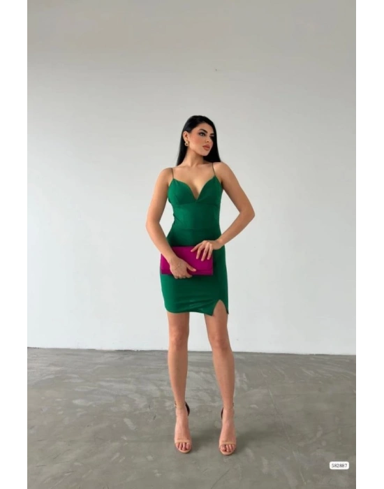 Kadın Dalgıç Krep Kumaş Askılı Mini Elbise