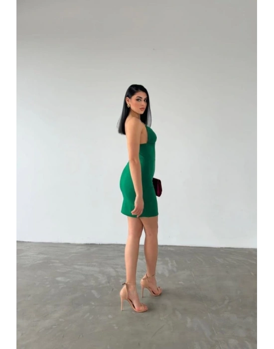 Kadın Dalgıç Krep Kumaş Askılı Mini Elbise