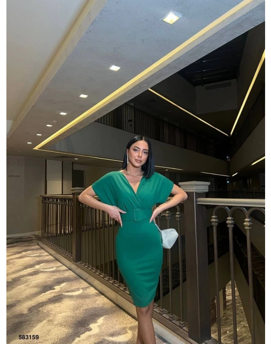 Kadın Dalgıç Krep V Yaka Ve ırt Dekolte Detaylı Elbise