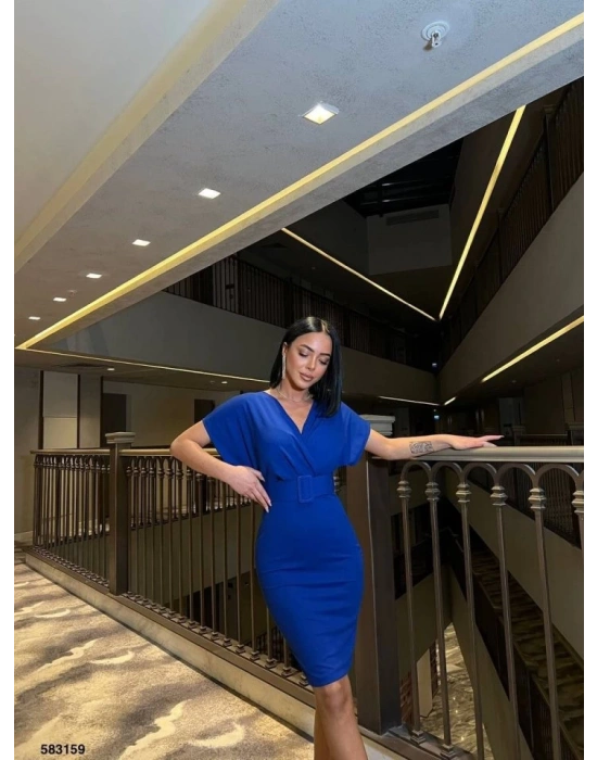 Kadın Dalgıç Krep V Yaka Ve ırt Dekolte Detaylı Elbise