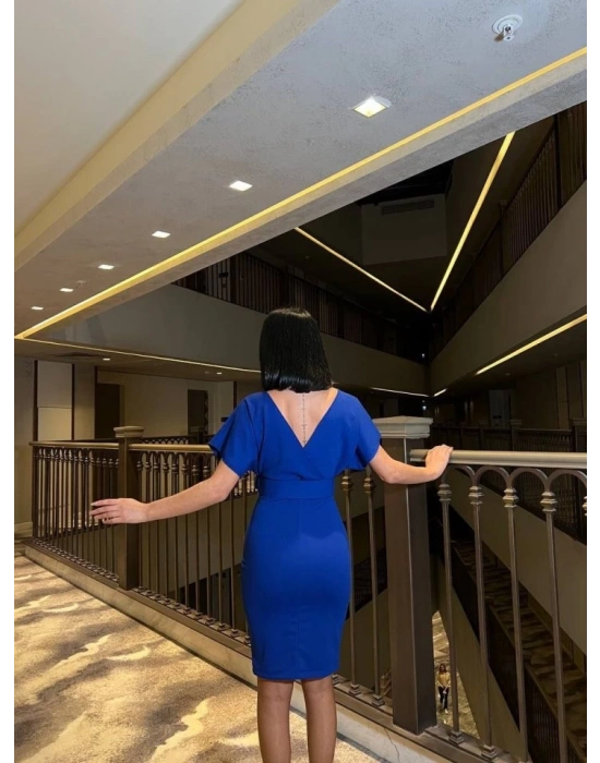 Kadın Dalgıç Krep V Yaka Ve ırt Dekolte Detaylı Elbise