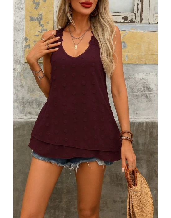 Kadın Dantel Askılı V Yakalı Sırtı çapraz Detaylı Ponpon Bluz