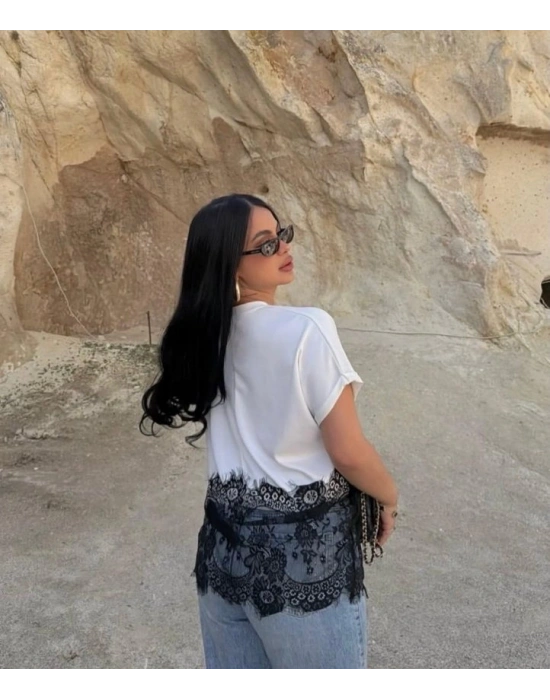 Kadın Dantelli odal Kumaş Bluz