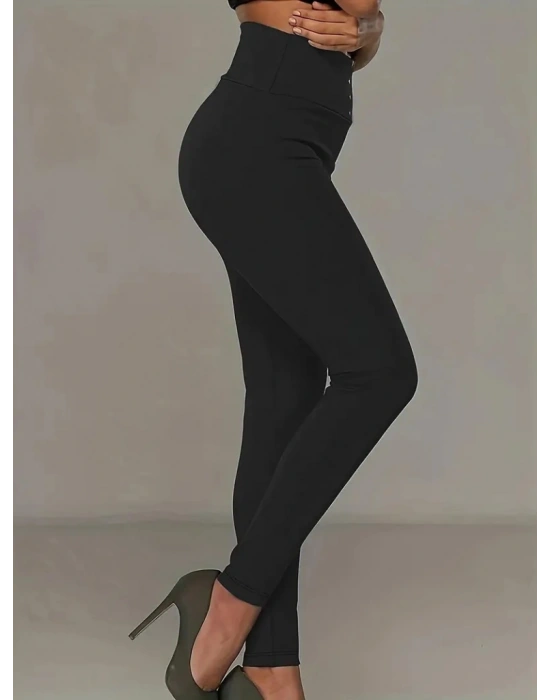 Kadın Deri çıt çıt Detaylı Dalgıç Tayt