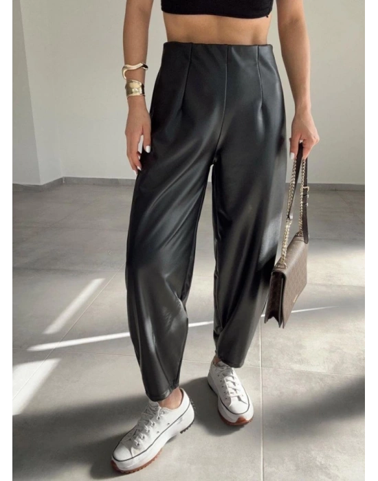 Kadın Deri Kumaş şardolu Balon Pantolon
