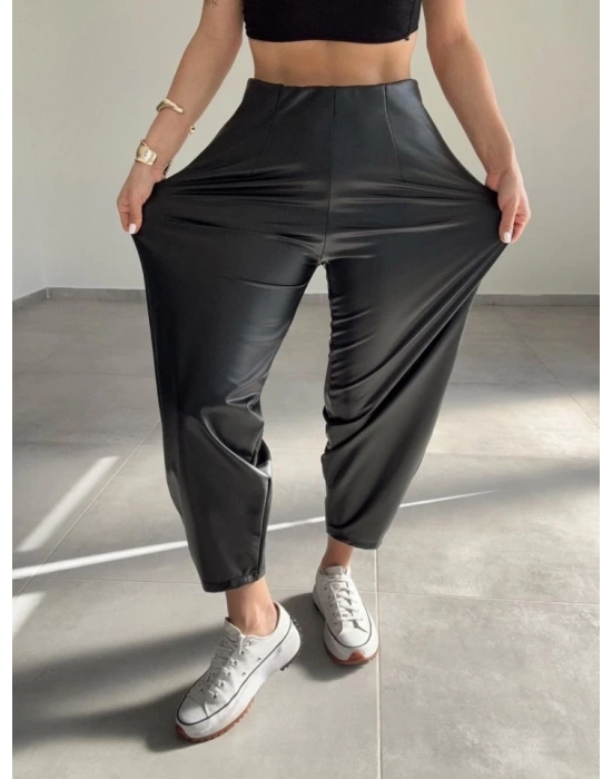 Kadın Deri Kumaş şardolu Balon Pantolon