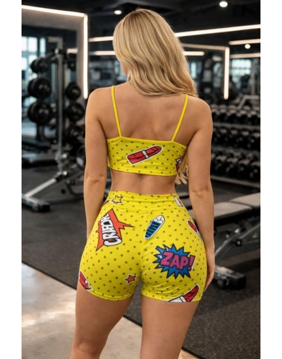 Kadın Dijital Baslıkılı Büstiyer Ve şort Ikili por Takım