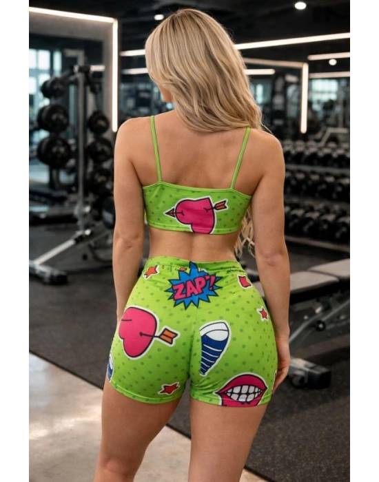 Kadın Dijital Baslıkılı Büstiyer Ve şort Ikili por Takım