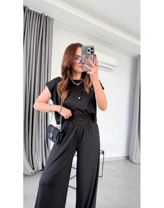 Kadın Drapeli Korse Detay odal Kumaş Ikili Takim