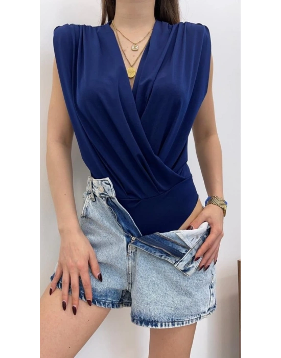 Kadın endy Kumaş Kruvaze Yaka Vatkalı Bluz