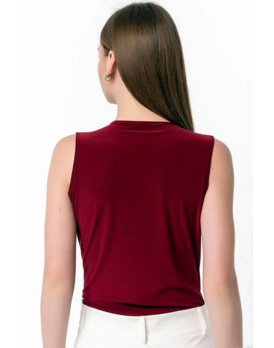 Kadın endy Kumaş Kruvaze Yaka Vatkalı Bluz