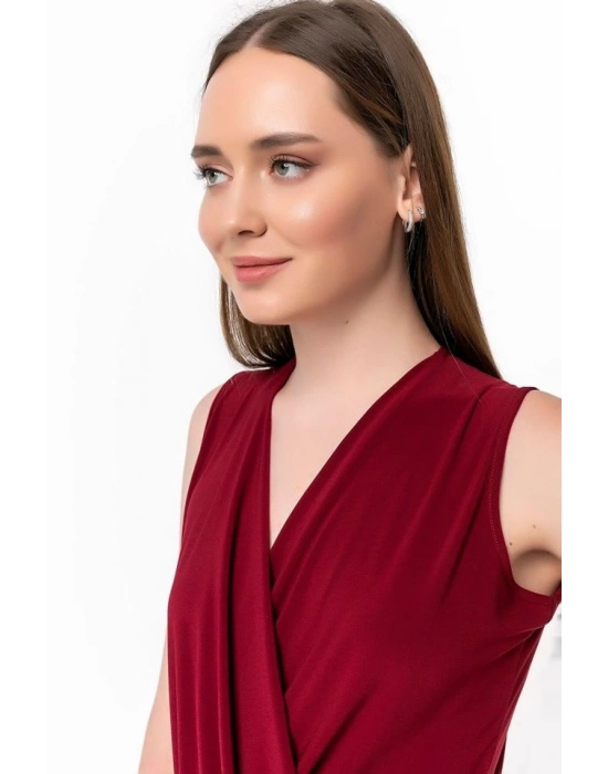 Kadın endy Kumaş Kruvaze Yaka Vatkalı Bluz