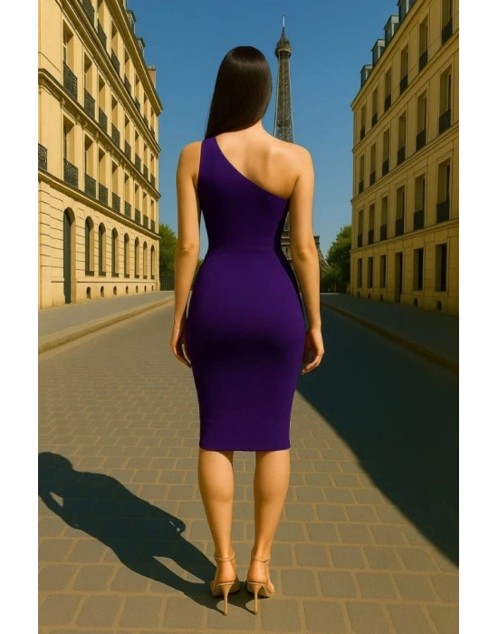 Kadın Sendy Kumaş Tek Omuz Midi Boy Elbise