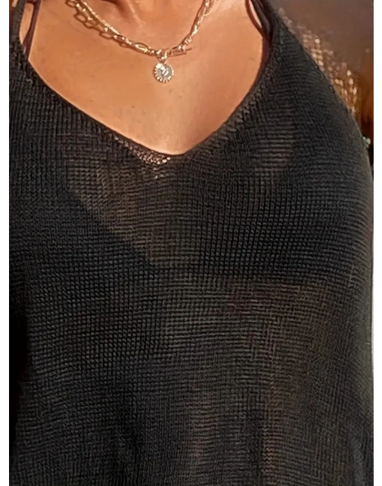 Kadın Eteği Büzgü Detay Boyundan Bağlamalı Mini Triko Pareo