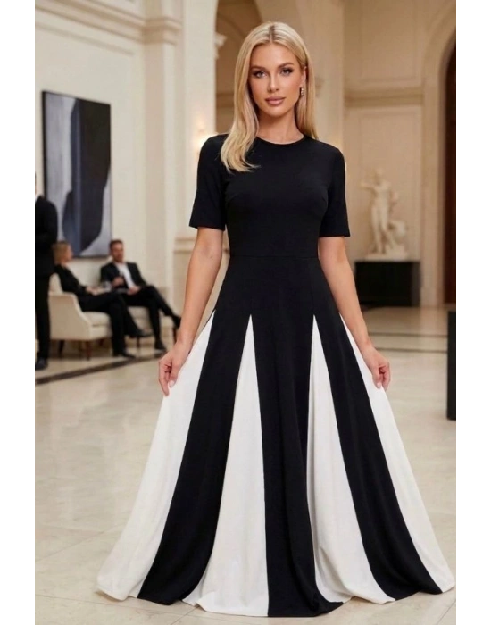 Kadın Eteği Parçalı Kısa Kol axi Elbise