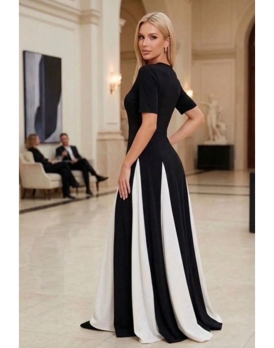 Kadın Eteği Parçalı Kısa Kol axi Elbise