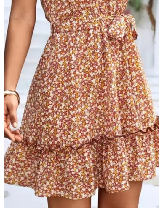 Kadın Eteği Volanlı Halter Yaka Süprem Elbise