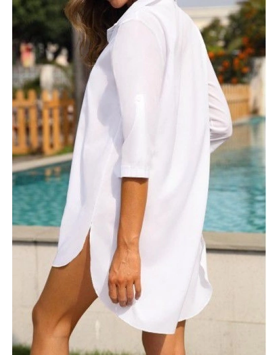 Kadın Fakir Kol Koldan Düğmeli V Yakalı Trikoton Kısa Elbise