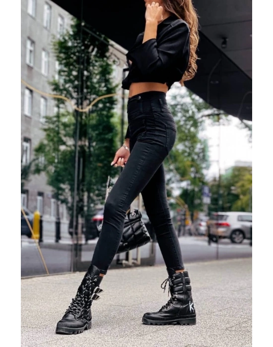 Kadın Fermuar Detay Yüksek Kemerli Kot Pantolon