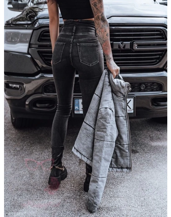 Kadın Fermuar Detay Yüksek Kemerli Kot Pantolon