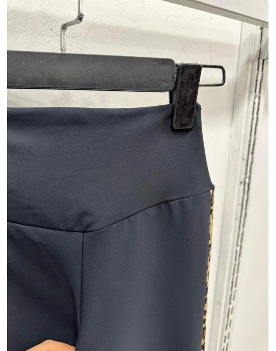 Kadın Full Likralı Mikro Dalgıç Kumaş Leopar Desenli Yüksek Bel Tayt