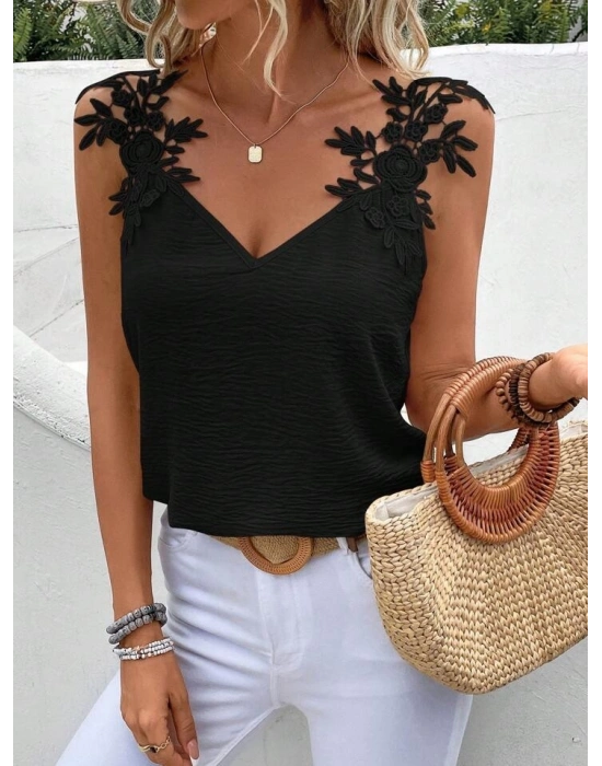 Kadın Güpür Askılı Aerobin Bluz