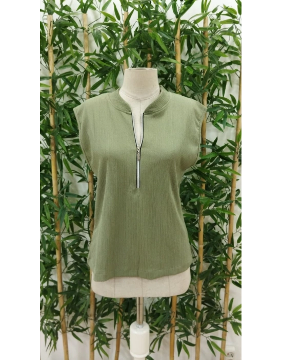 Kadın Hakim Yaka Fermuarlı Bürümcük Bluz