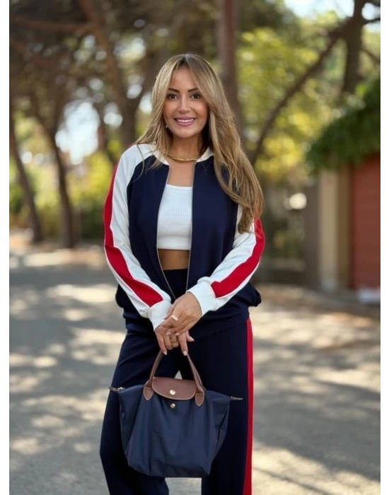 Kadın Hakim Yaka şerit Detay Hırka Ve Bol Paça Pantolon Ikili Takım