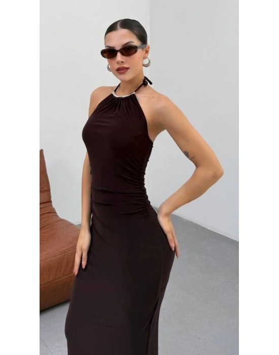 Kadın Halter Yaka ırt Dekolteli andy Kumaş axi Boy Elbise