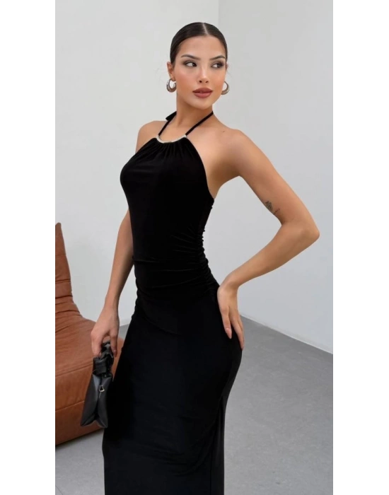 Kadın Halter Yaka ırt Dekolteli andy Kumaş axi Boy Elbise