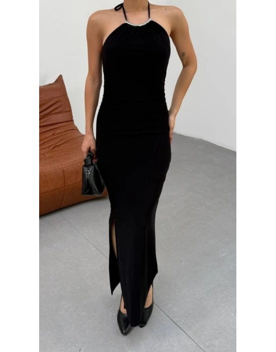 Kadın Halter Yaka ırt Dekolteli andy Kumaş axi Boy Elbise