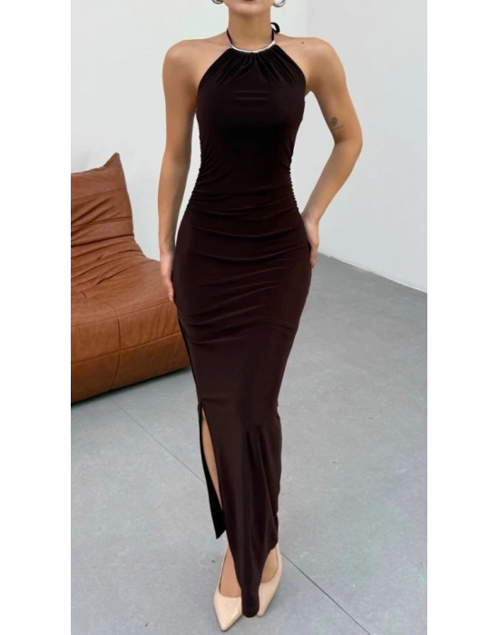 Kadın Halter Yaka ırt Dekolteli andy Kumaş axi Boy Elbise