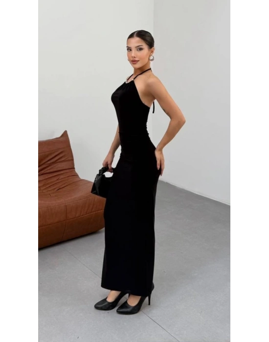 Kadın Halter Yaka ırt Dekolteli andy Kumaş axi Boy Elbise