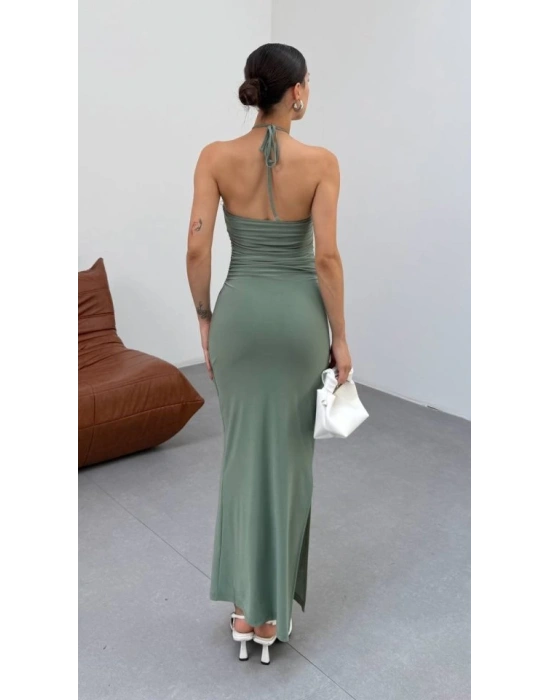 Kadın Halter Yaka ırt Dekolteli andy Kumaş axi Boy Elbise
