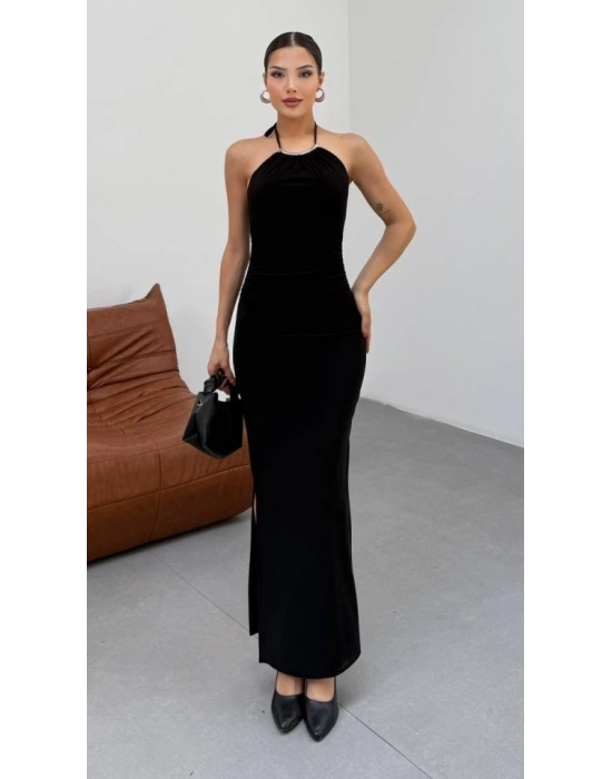 Kadın Halter Yaka ırt Dekolteli andy Kumaş axi Boy Elbise