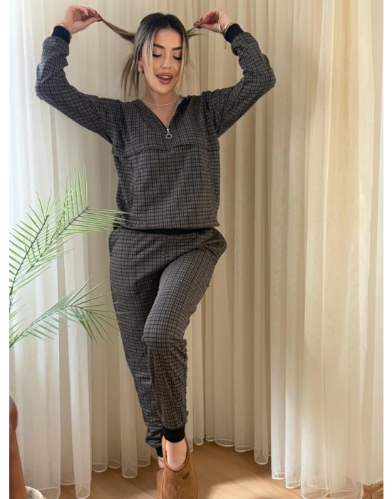 Kadın Iki Iplik Kumaş Fermuar Detay Kapüşonlu Ikili Takım