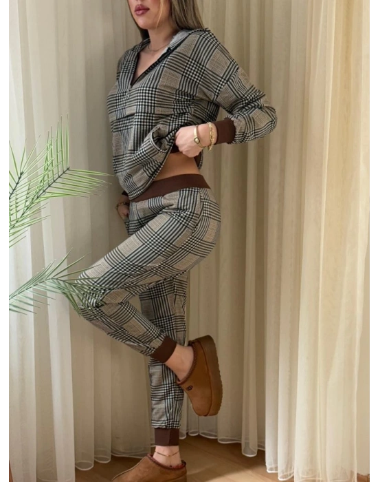 Kadın Iki Iplik Kumaş Fermuar Detay Kapüşonlu Ikili Takım