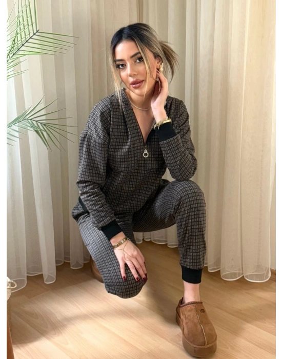 Kadın Iki Iplik Kumaş Fermuar Detay Kapüşonlu Ikili Takım