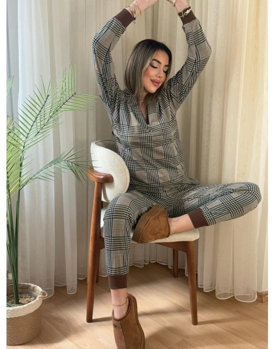 Kadın Iki Iplik Kumaş Fermuar Detay Kapüşonlu Ikili Takım