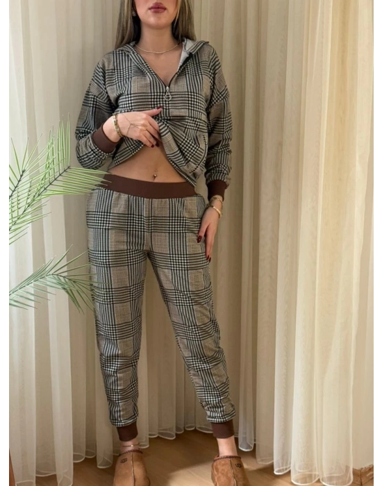 Kadın Iki Iplik Kumaş Fermuar Detay Kapüşonlu Ikili Takım